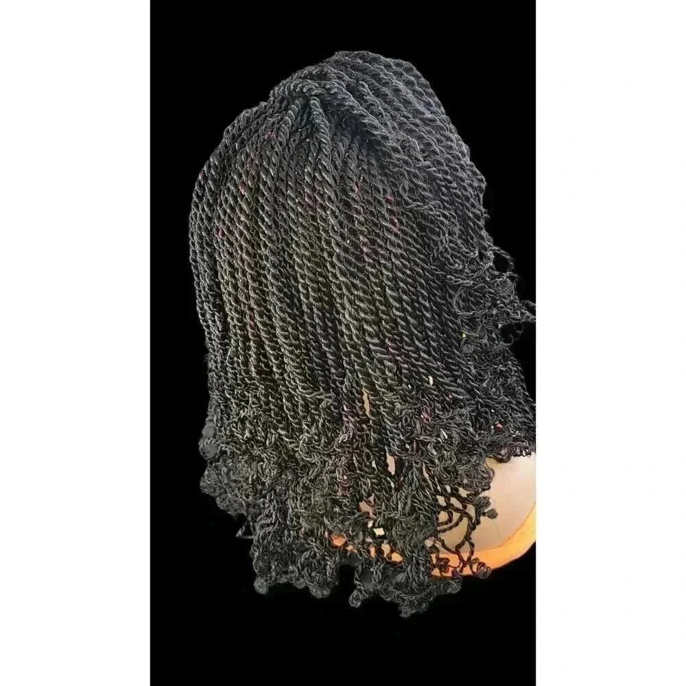Handmade Braided braided wig Jet Black Kinky twists wig 360 Lace Closure. NWT - Picture 7 of 16